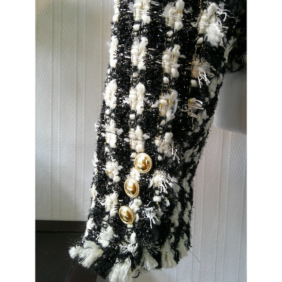 NWT House of Harlow 1960 Plaid Tweed Fringe Blazer Women’s-Large Old Money Chic - Picture 8 of 10